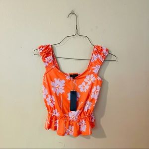NWT Coral Floral Peplum Blouse